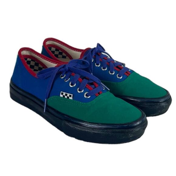 VANS Men’s Custom Sneakers Fabric Green Blue Red Colorblock Pop Cush Size 6.5 - Picture 14 of 14